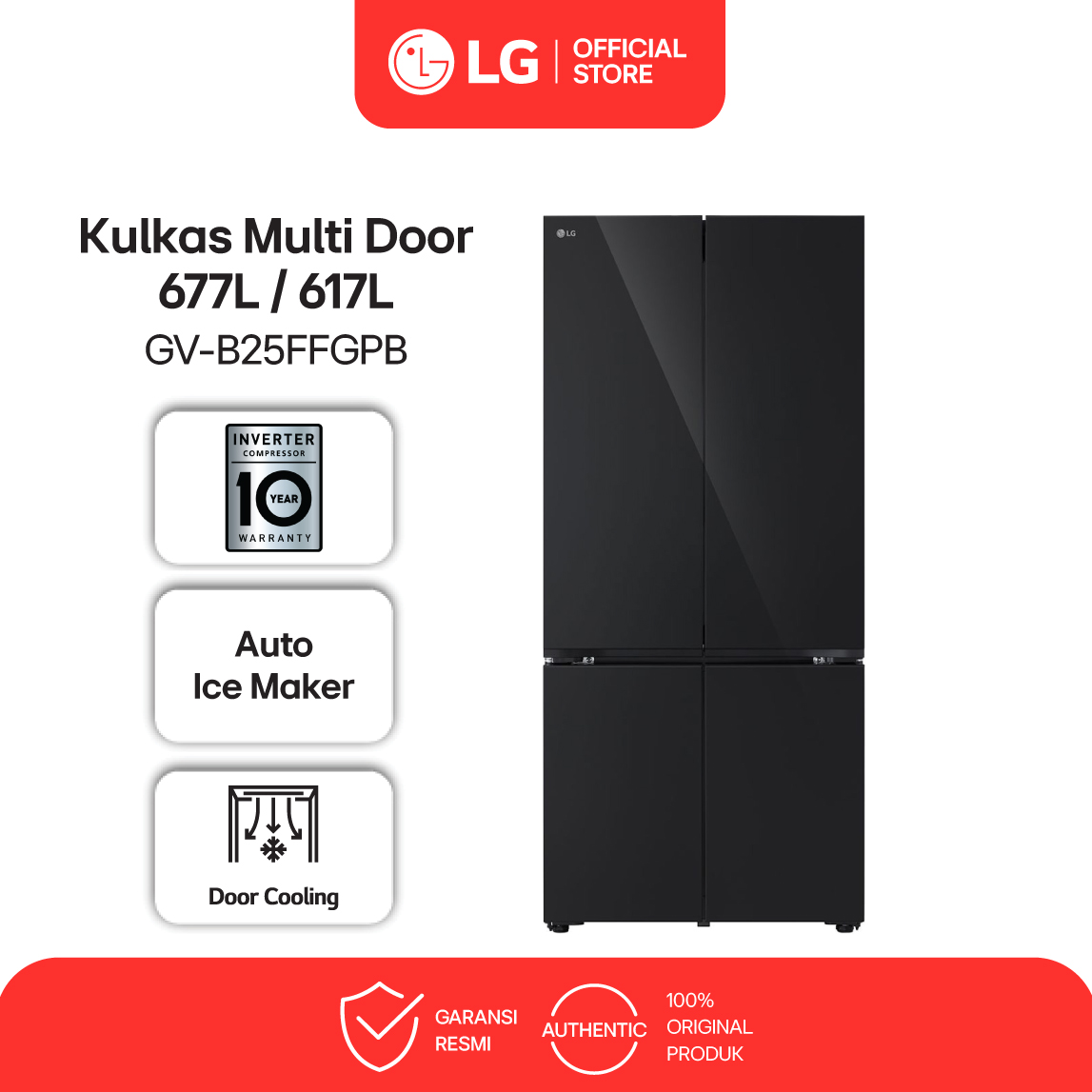 [GIFT] LG Kulkas InstaView Multi Door 677L / 617L - DoorCooling - Auto Ice Maker - GV-B25FFGPB