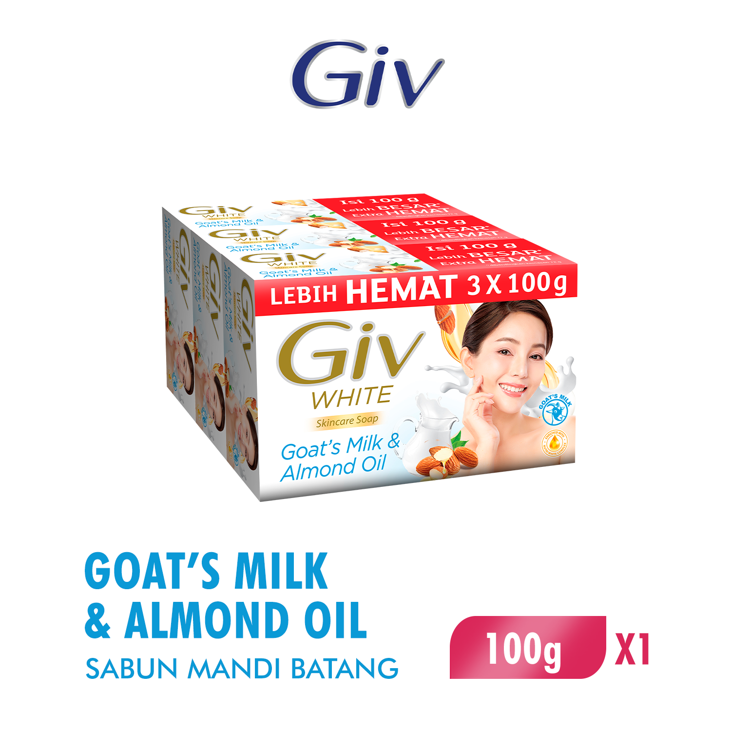Giv White Sabun Mandi Batang Goats Milks 3x100 gr
