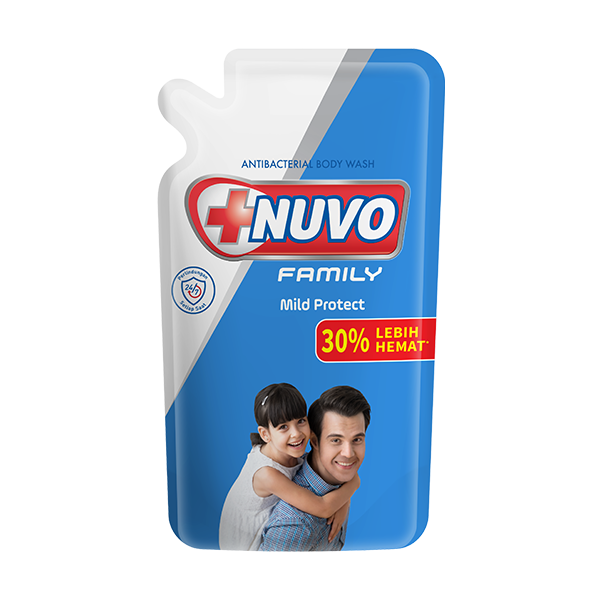 Nuvo Family Sabun Mandi Cair Biru Mild Protect Antibacterial Pouch 800 gr - Gambar 2
