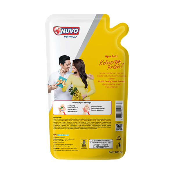 Nuvo Family Sabun Mandi Cair Kuning Fresh Protect Pouch 800 gr - Gambar 3