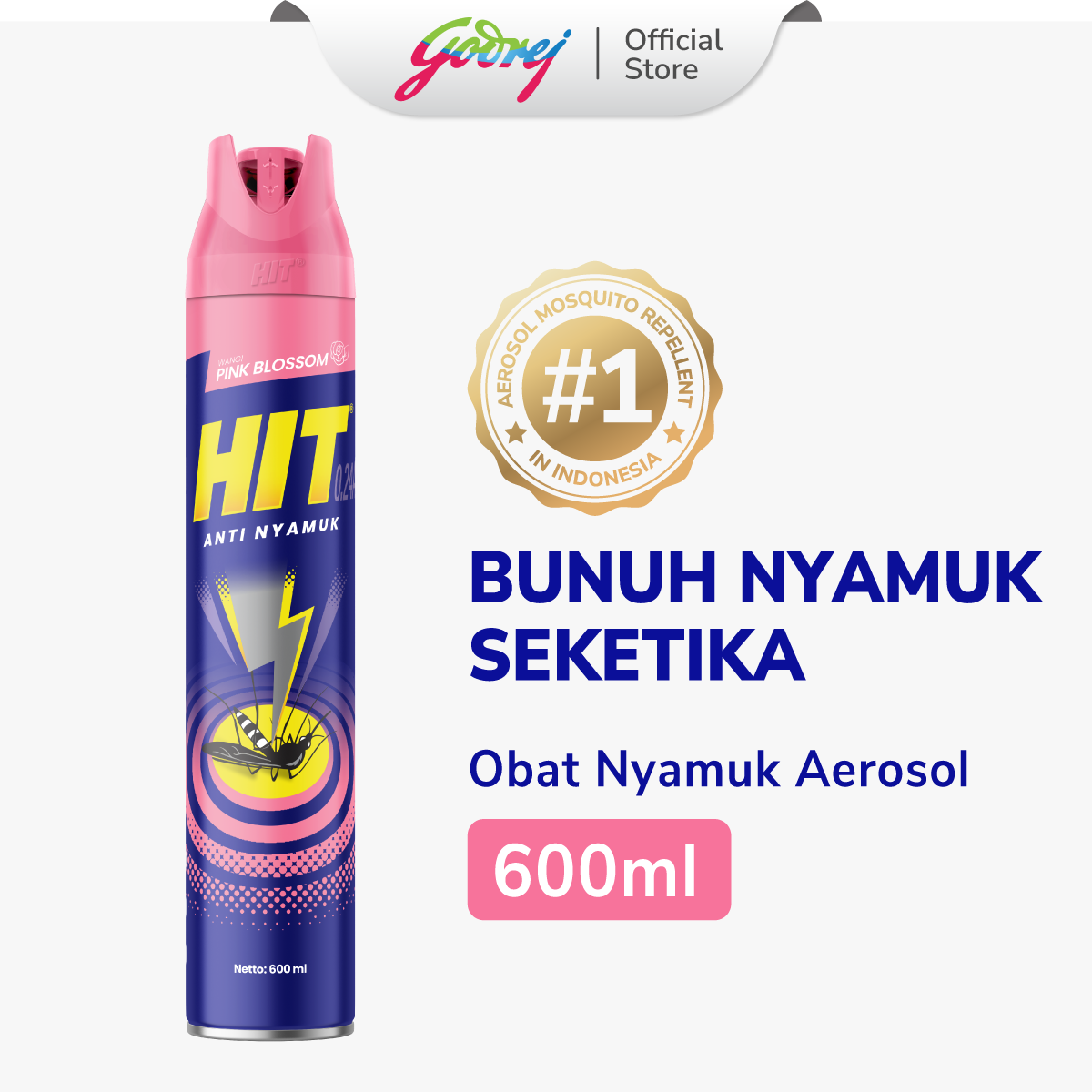 Hit Aerosol Expert Pink Blossom 600ml - Obat Nyamuk - Bunuh Nyamuk Penyebab Demam Berdarah (DBD)
