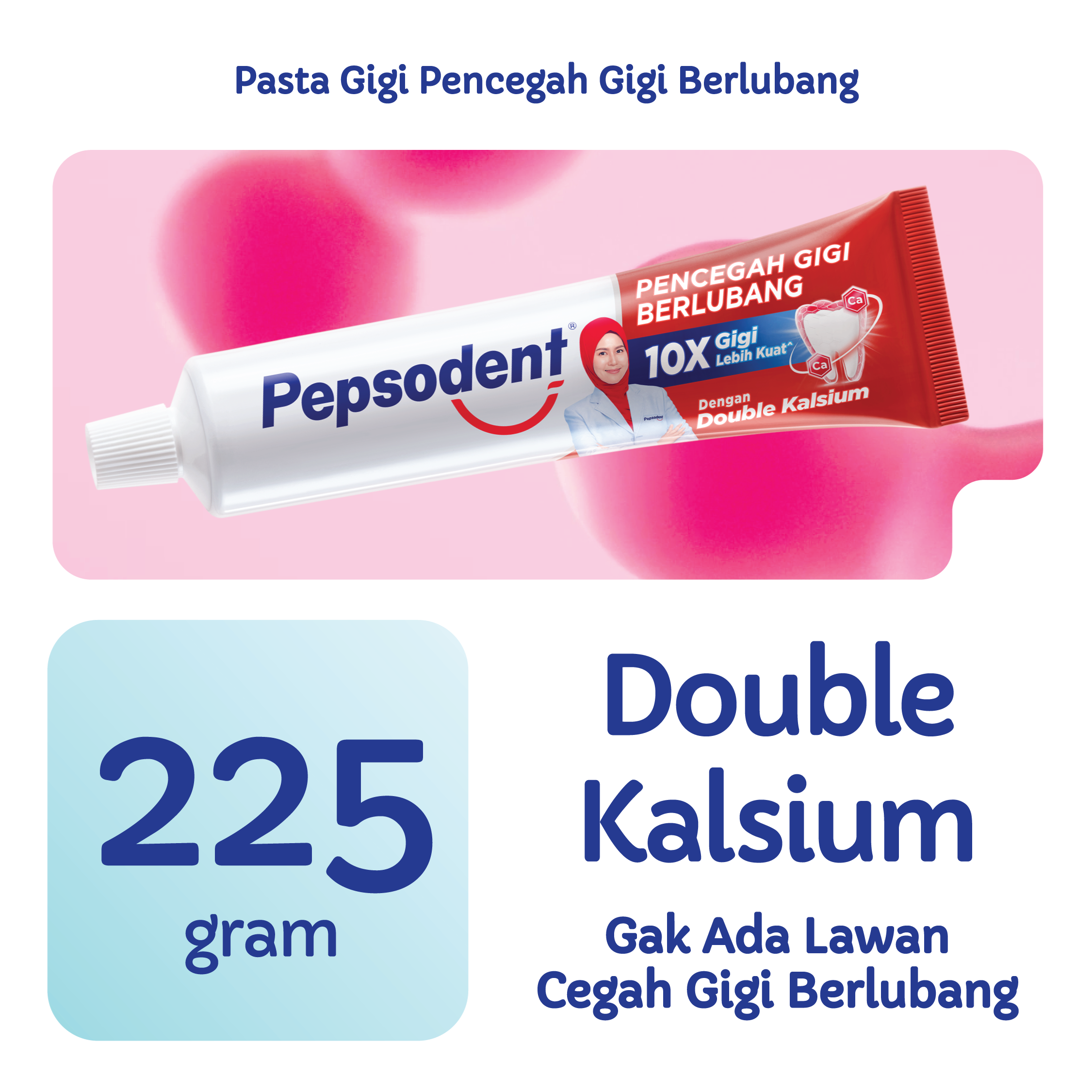 Pepsodent Pasta Gigi Pencegah Gigi Berlubang Anti-cavity Toothpaste Dgn MikroKalsium 225g