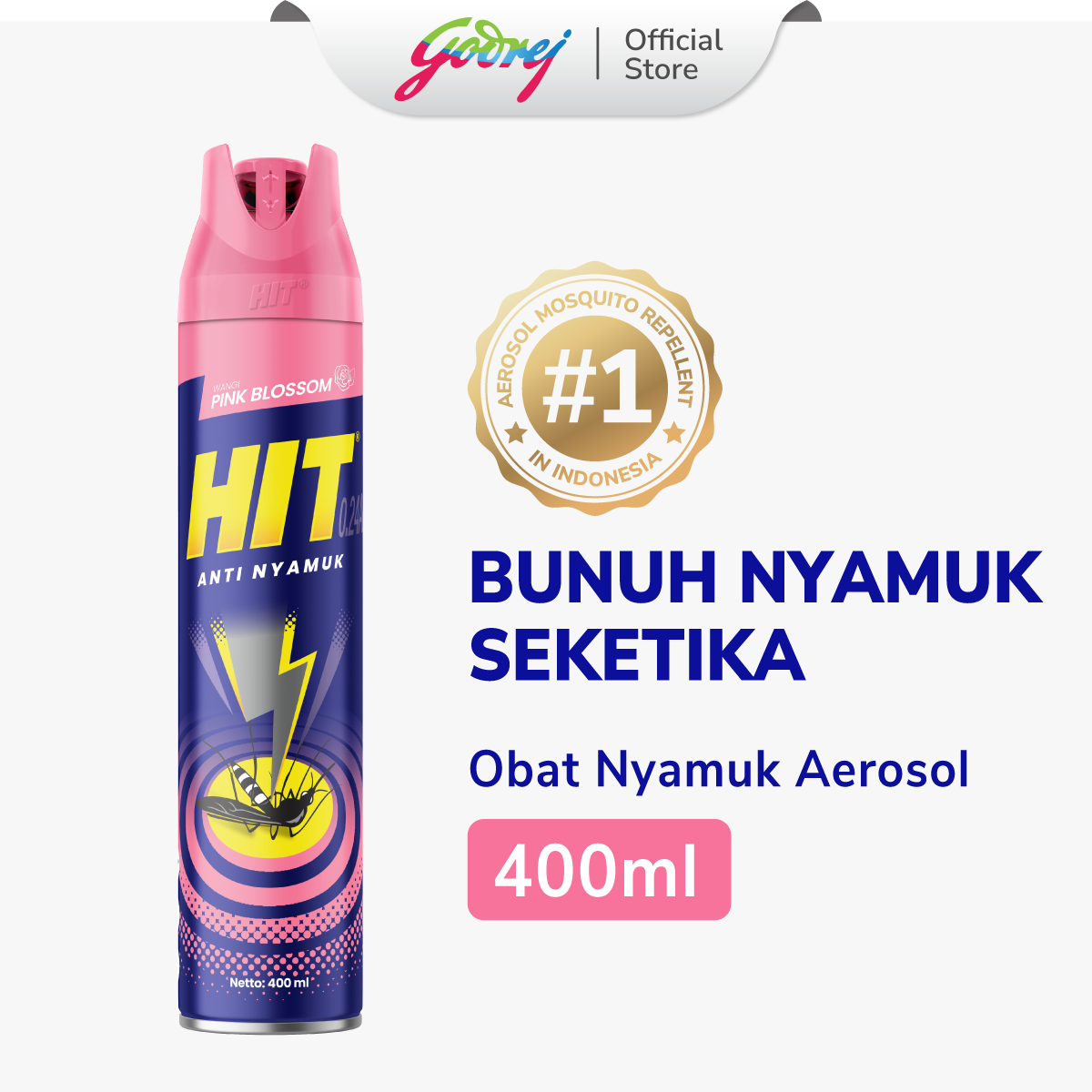 Hit Aerosol Expert Pink Blossom 400ml - Obat Nyamuk - Bunuh Nyamuk Penyebab Demam Berdarah (DBD)