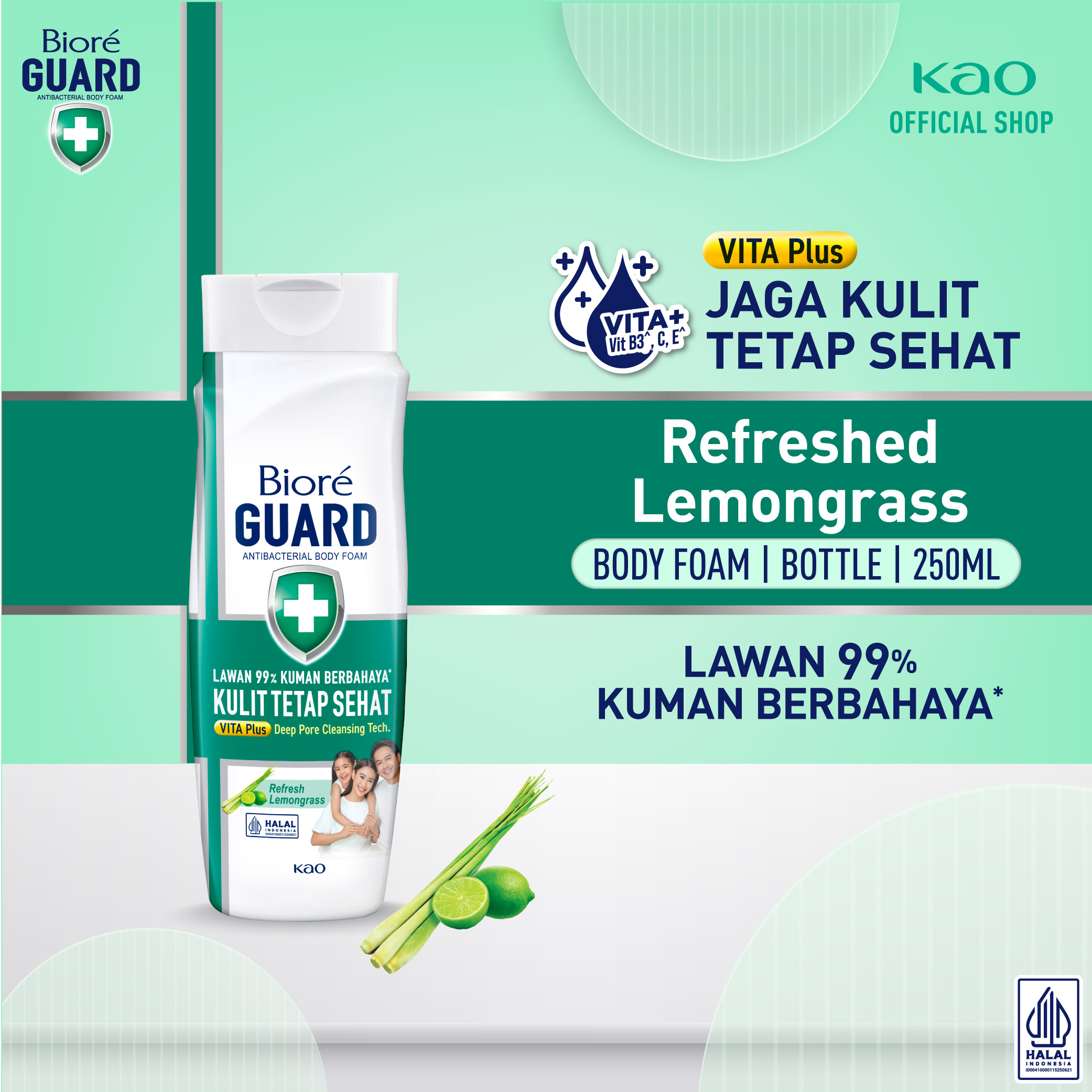 Biore Guard Refreshed Lemongrass 250ml Bottle
