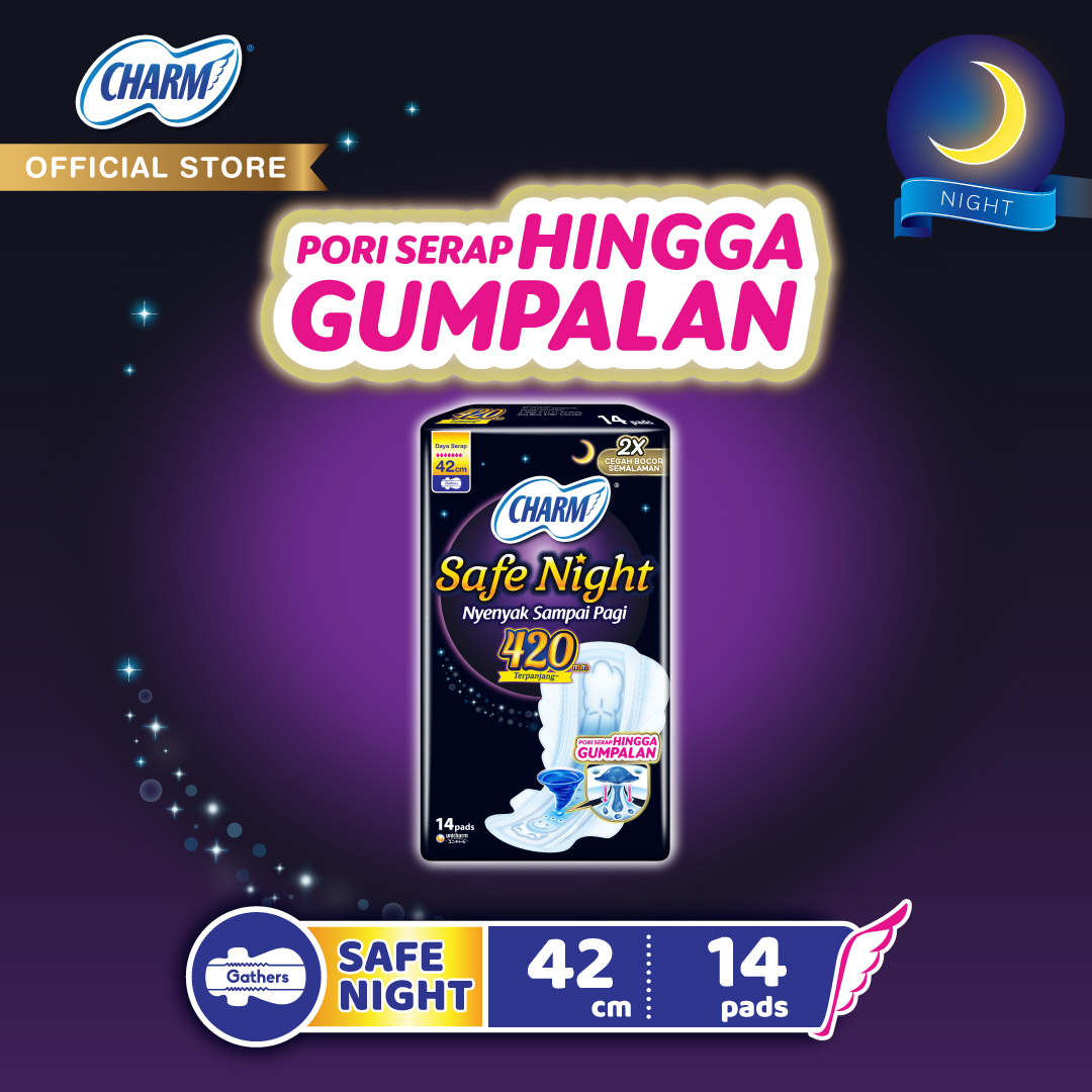 Charm Pembalut Safe Night 42cm Gather 14 pads
