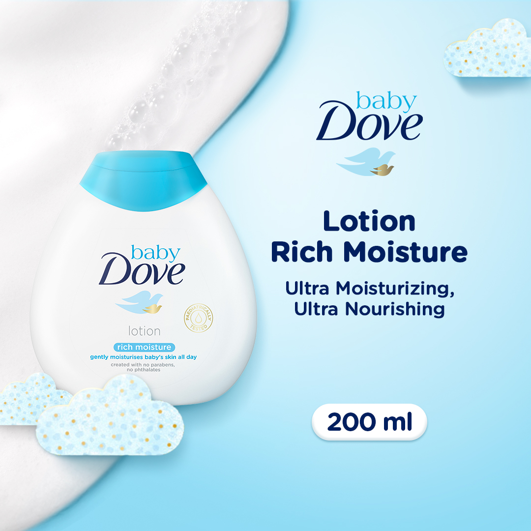 Baby Dove Rich Moisture Nourishing Baby Lotion 200ml - Lotion Bayi 100% Skin Natural Nutrients