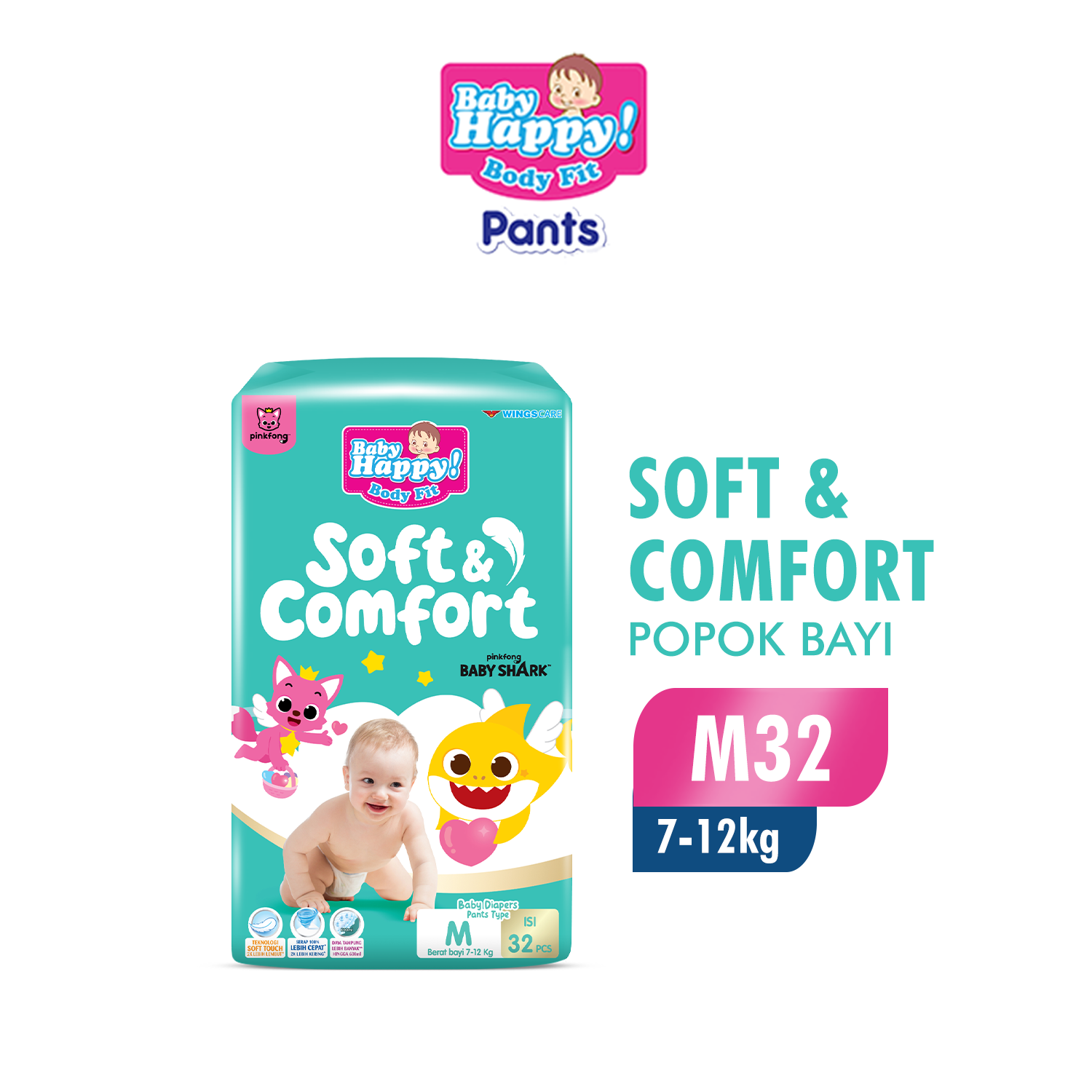 Baby Happy Pants Popok Celana Pinkfong Baby Shark M32