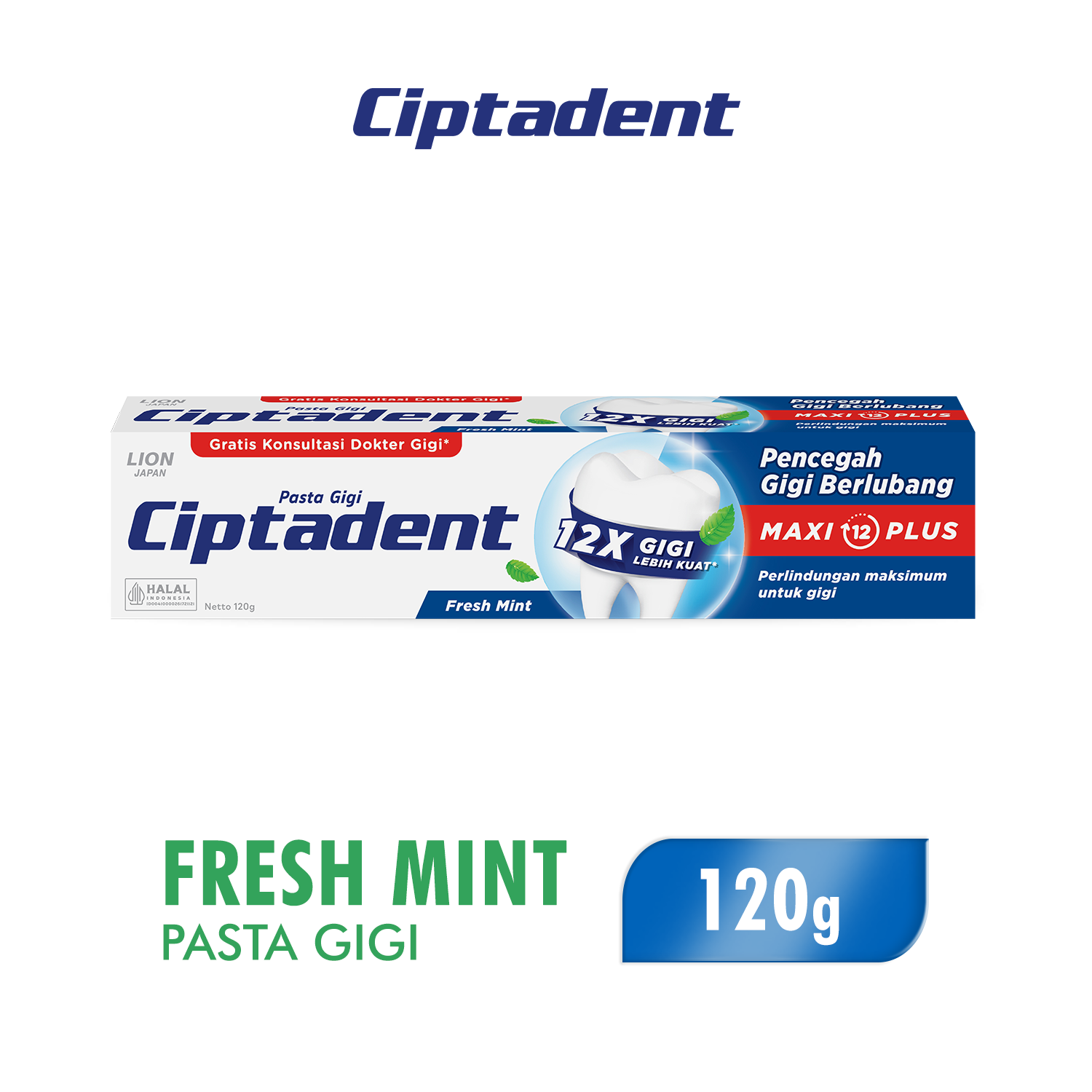 Ciptadent Pasta Gigi Maxi 12 Fresh Mint Tube 120 gr