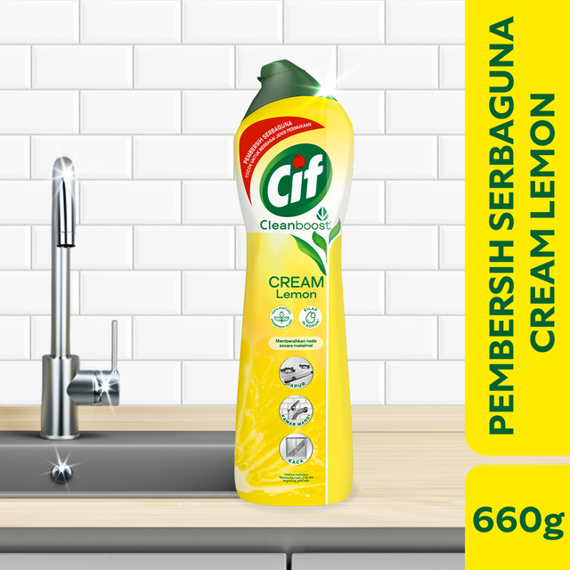 CIF CREAM PEMBERSIH SERBAGUNA LEMON BOTOL 660G