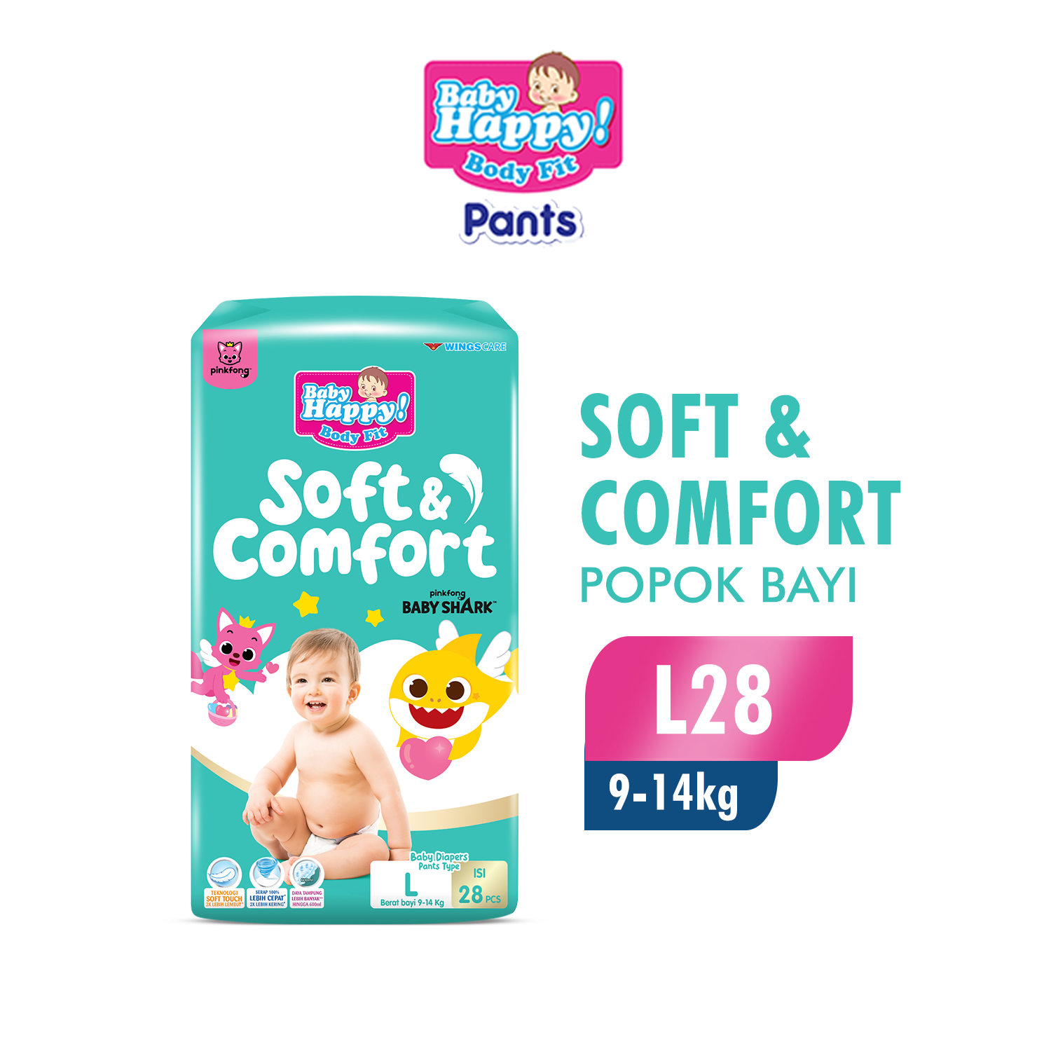 Baby Happy Pants Popok Celana Pinkfong Baby Shark L28