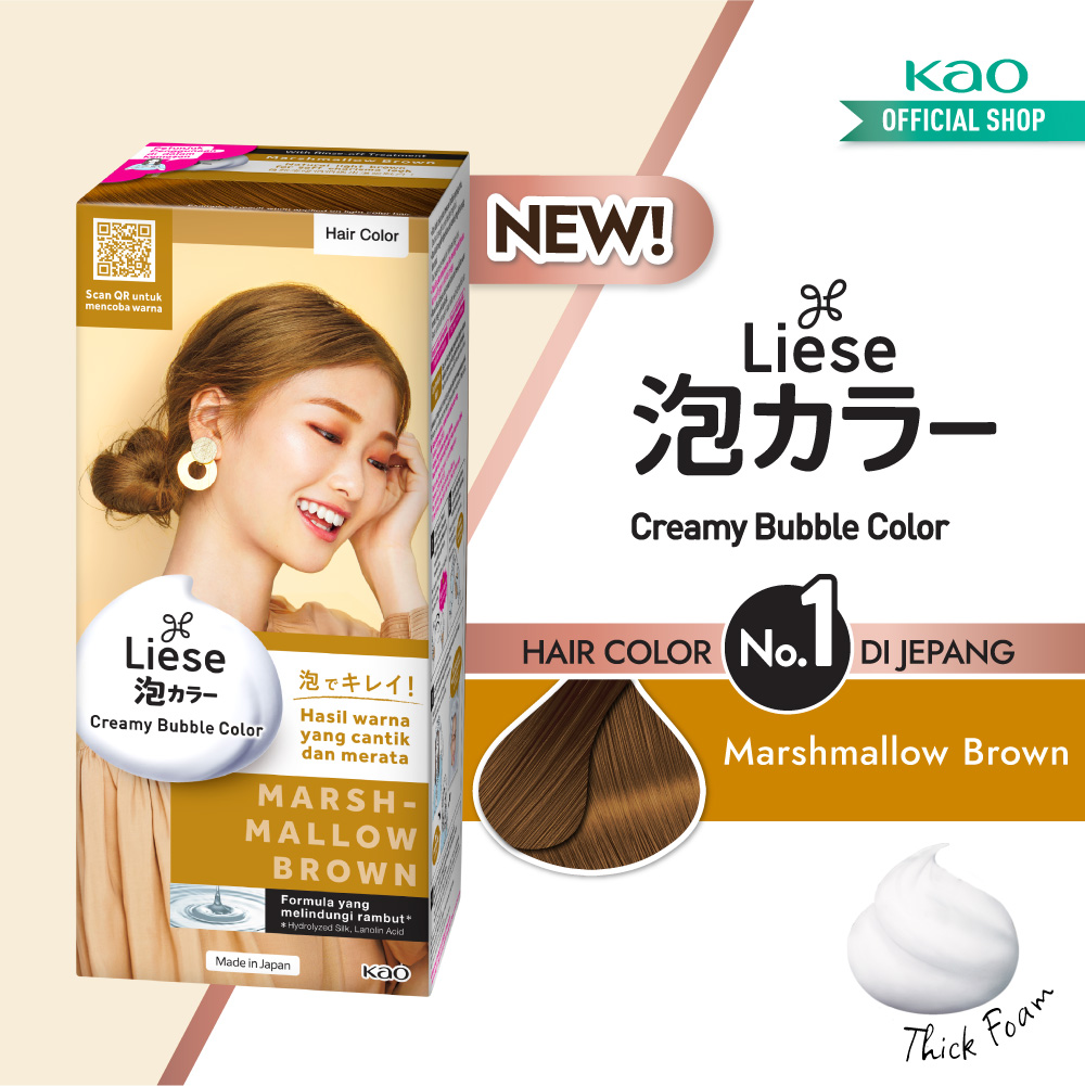 Liese Creamy Bubble Hair Color Cat Pewarna Rambut Marshmallow Brown