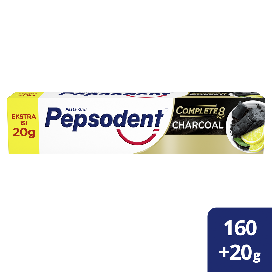 Pepsodent Pasta Gigi Complete 8 Charcoal Whitening 160G