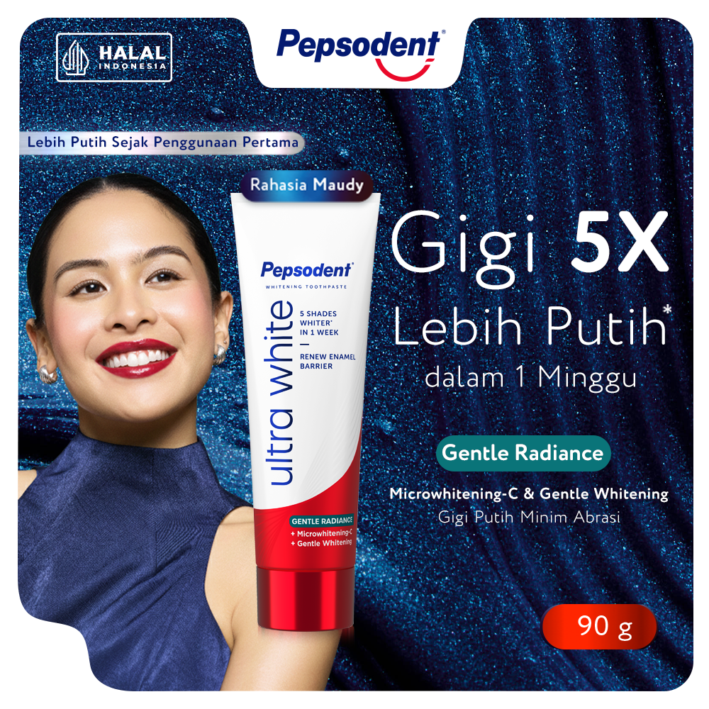 Pepsodent Ultra White Gentle Radiance 90g | Pasta Gigi Pemutih Sensitif