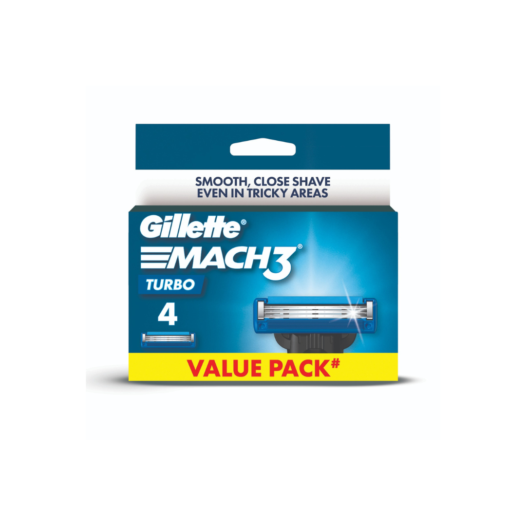 Gillette Alat Cukur Mach 3 Turbo Isi 4 Refill Pencukur Pisau Cukur Isi Ulang