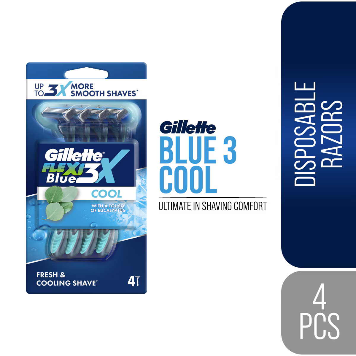 Gillette Alat Cukur Blue 3 Ice Razor Pisau Cukur isi 4