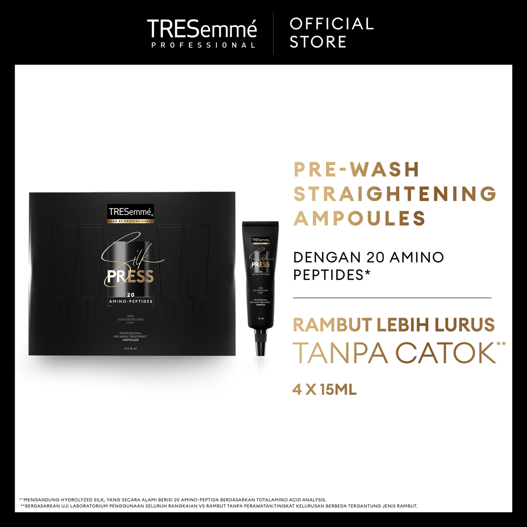 TRESemme Silk Press Pre-Wash Straightening Ampoules Rambut Lebih Lurus Tanpa Catok - 4x15ml