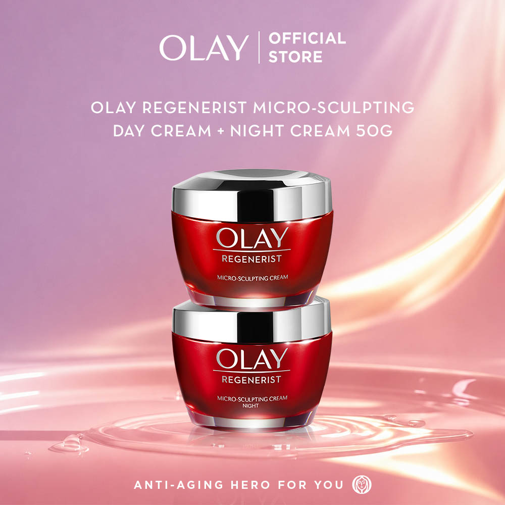 Olay Regenerist Micro-Sculpting Krim Perawatan Anti Penuaan dengan Niacinamide - Krim Siang dan Mala