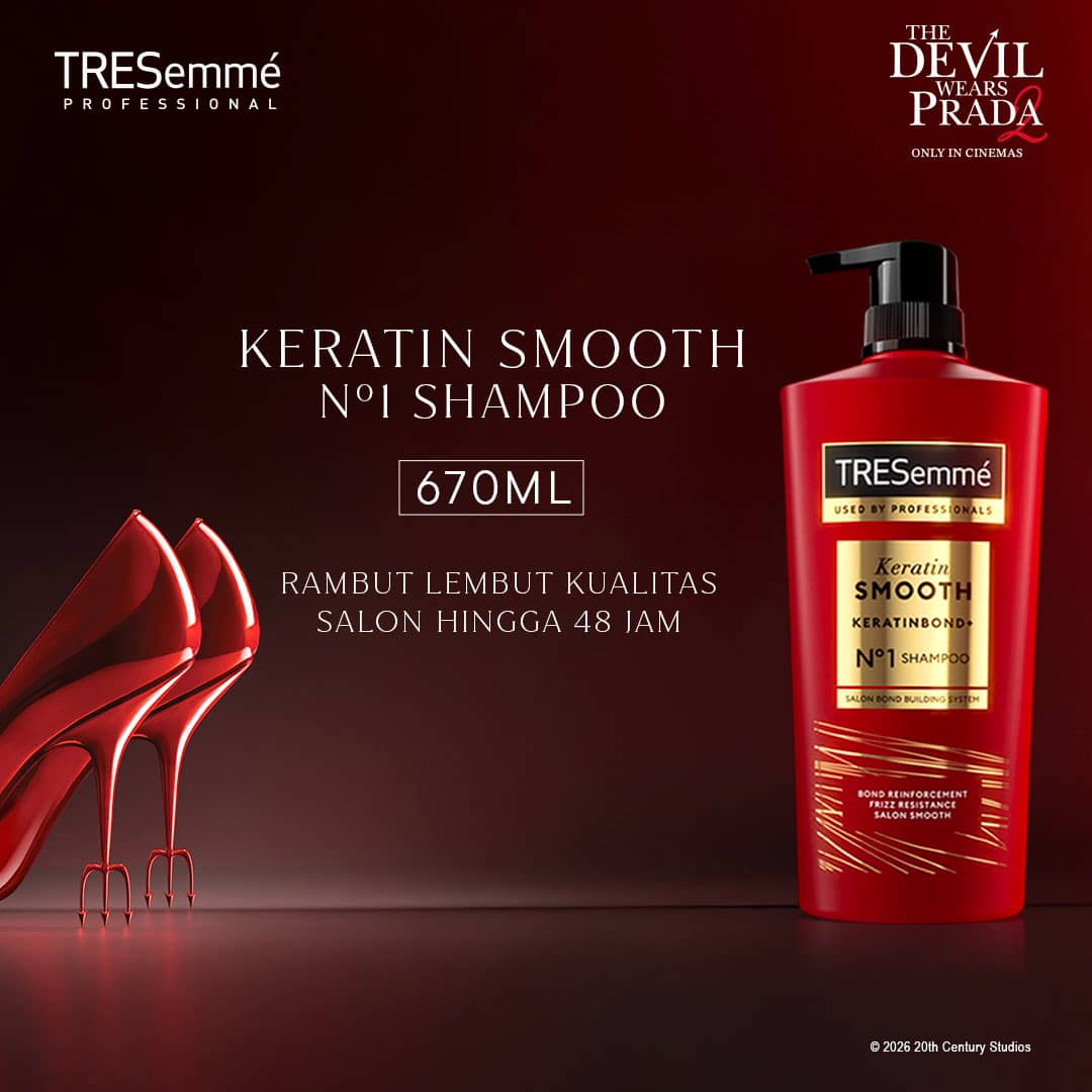 Tresemme Shampoo Keratin Smooth Rambut Lembut 48 Jam* With Hydrolyzed Keratin 670Ml