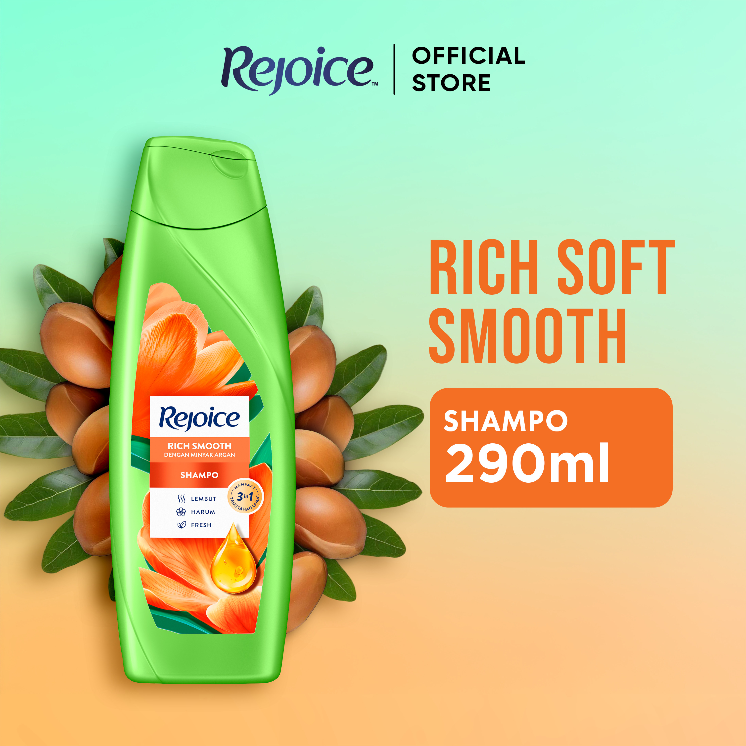 Rejoice Shampoo Rich Soft Smooth 290ml | Rejoice Sampo Perawatan Rambut Halus Lembut