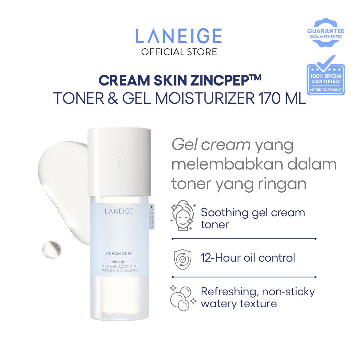 LANEIGE Cream Skin Zinc-peptide™ Toner & Gel Moisturizer 170 mL