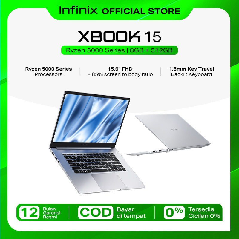 Infinix XBOOK 15 - Ryzen 7 -5825U - 15.6 inch IPS - RAM 8GB LPDDR4X - ROM 512GB - Battery 50Wh