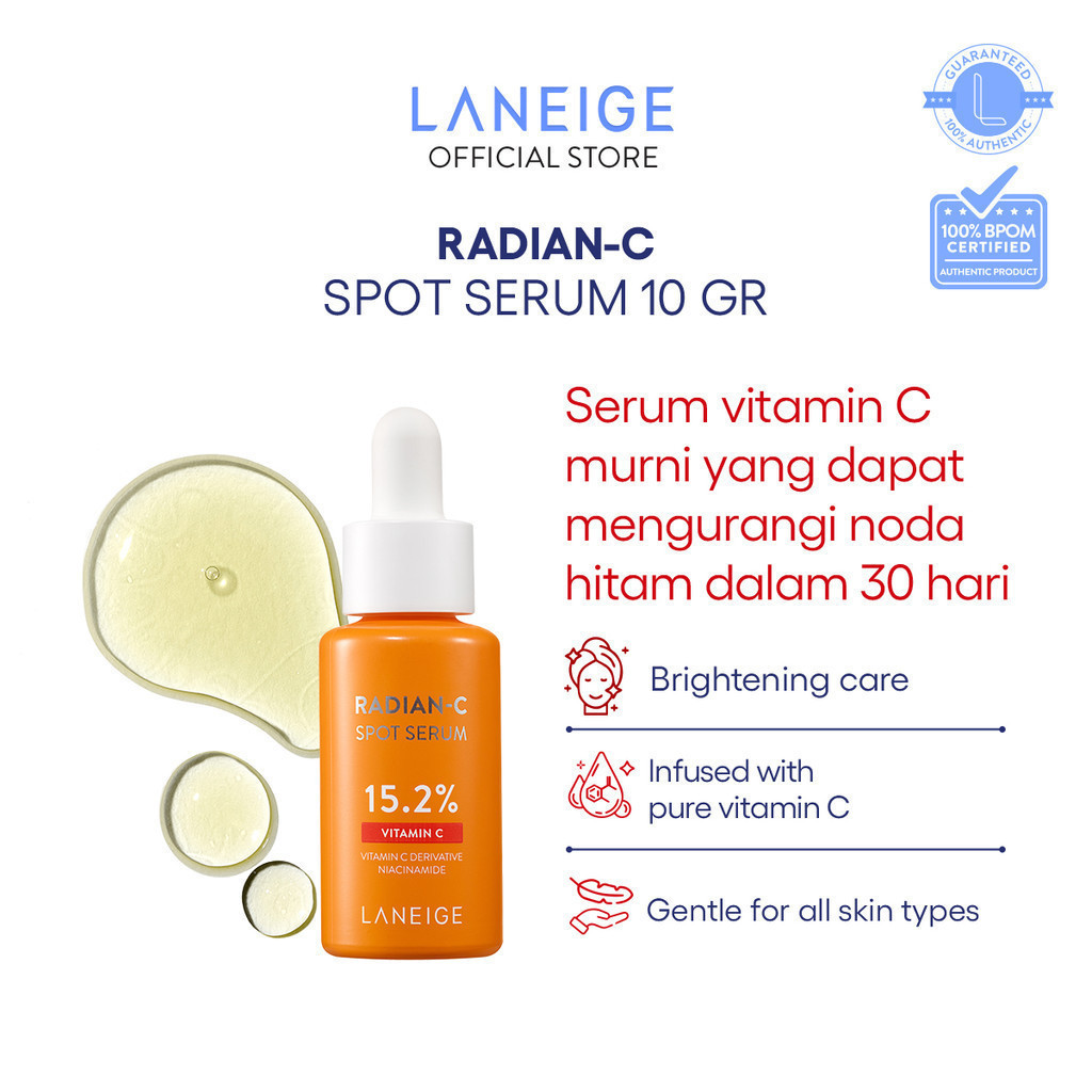 LANEIGE Radian-C Vitamin Spot Ampoule 10g - Dark Spot Care, Mengatasi Hiperpigmentasi, Brightening S