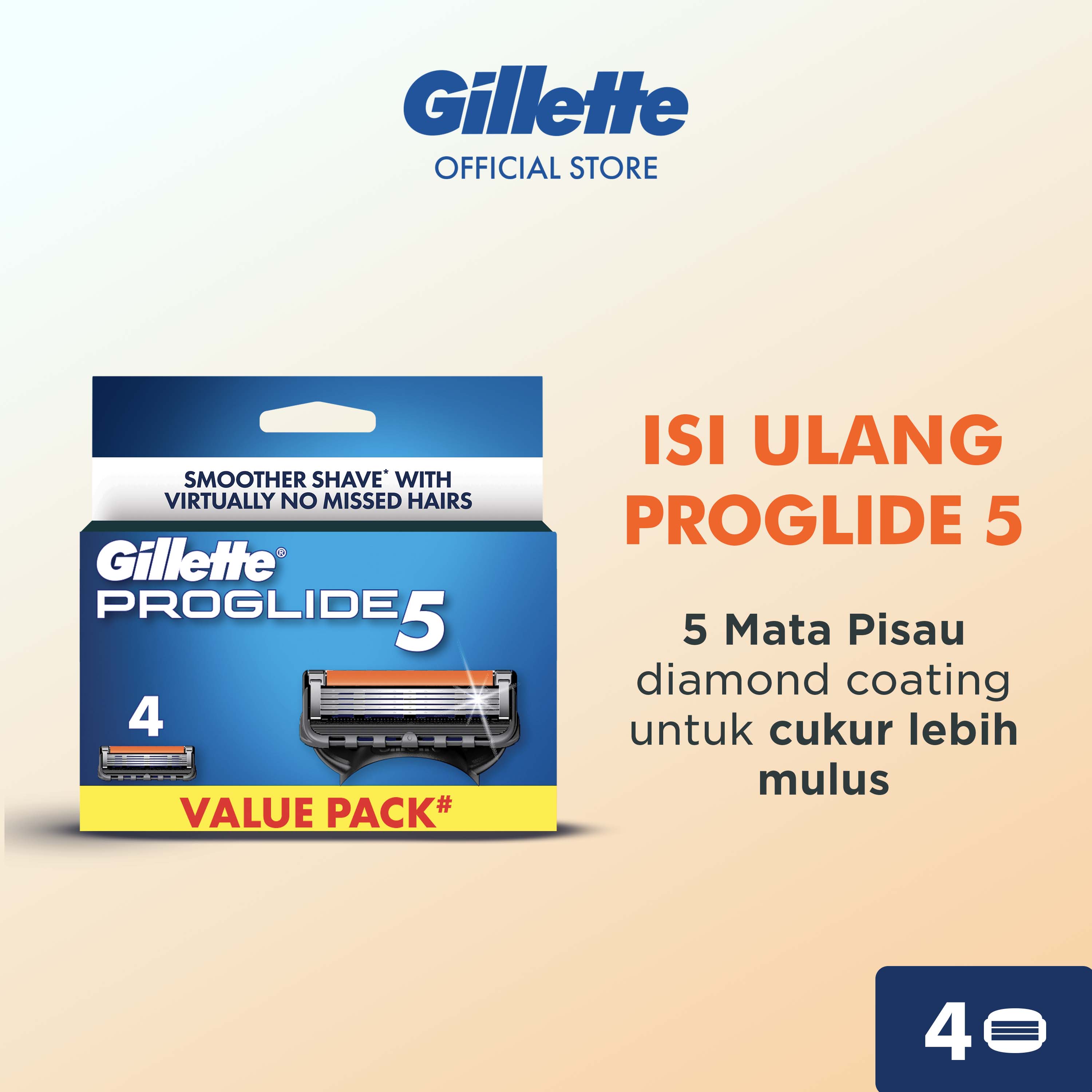 Gillette Alat Cukur Pria Proglide 5 Isi Ulang Blade Refill - Isi 4 Pencukur