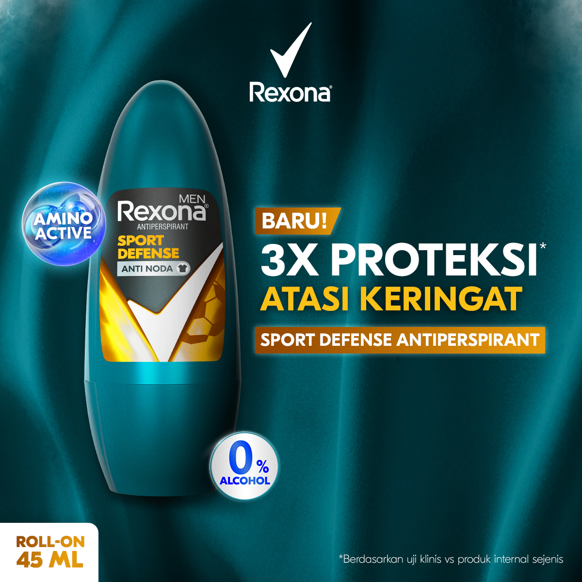 Rexona Men Sport Defense Amino Active Anti-Perspirant Deodorant Roll On 45ML