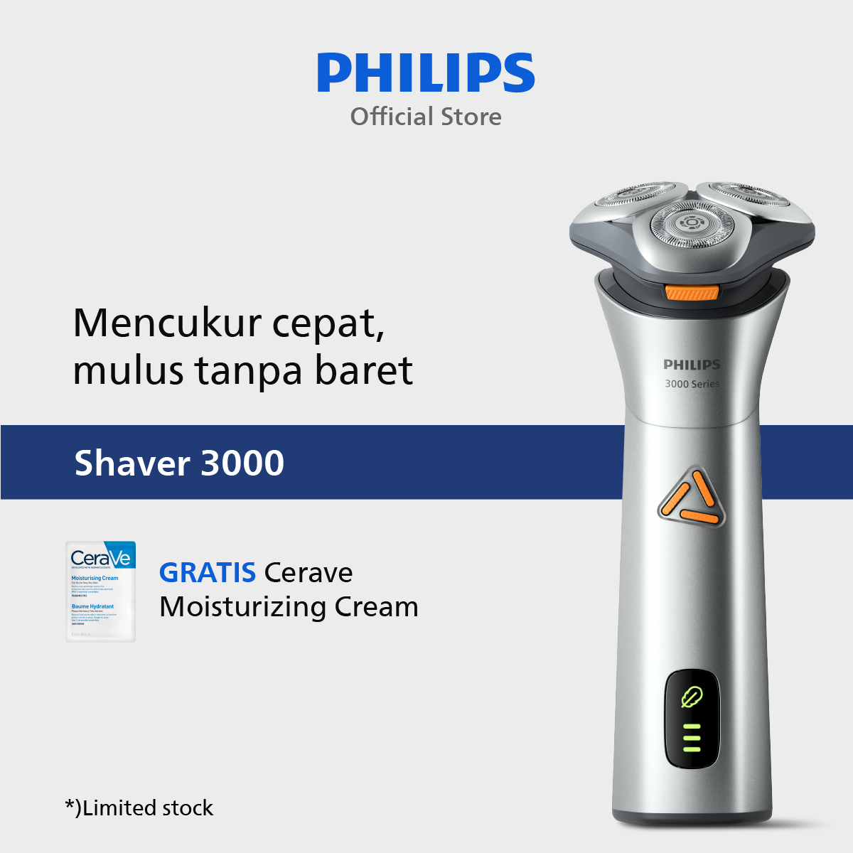 Philips | Shaver 3000 | Alat Cukur Electric Kumis dan Jenggot Pria | Cukur Cepat Bahkan Untuk Kulit 