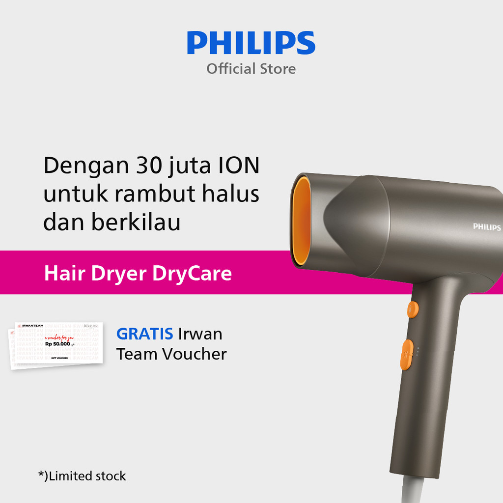 Philips | Hair Dryer 3000 | Pengering Rambut | 30 Juta Ion Untuk Rambut Halus dan Berkilau | Abu-abu