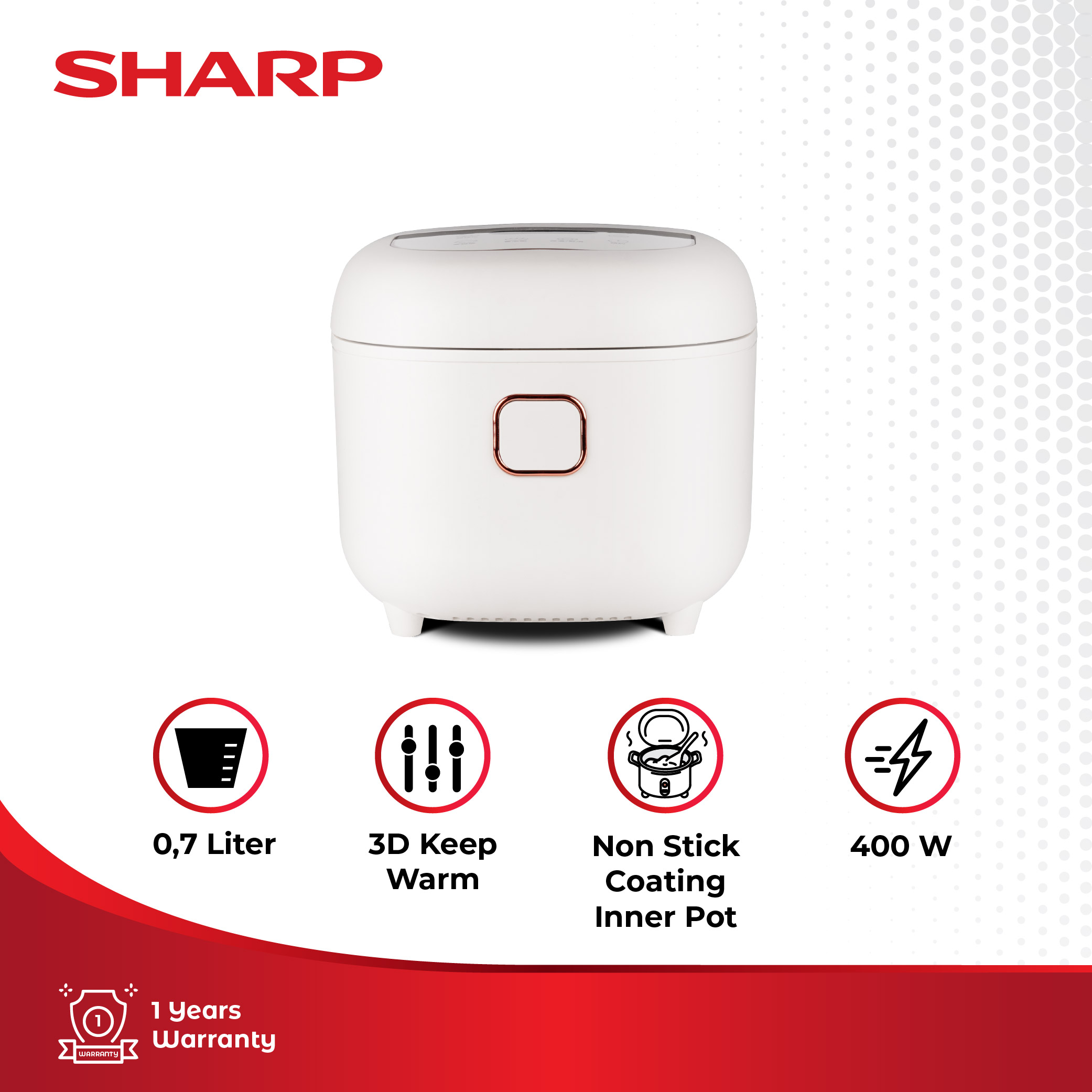Sharp Ricecooker Digital 0.7L - KS-DT07-WH
