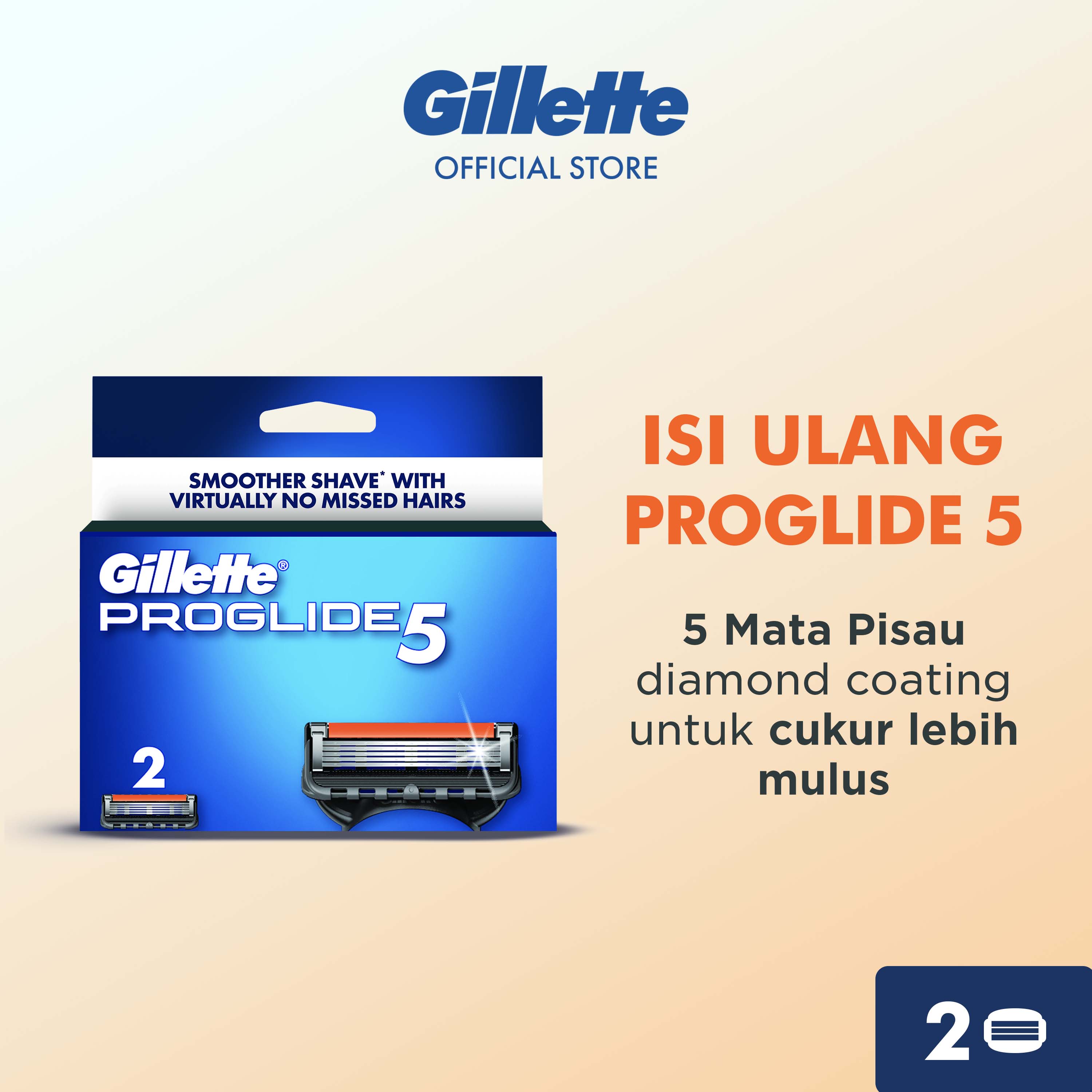 Gillette Alat Cukur Pria Proglide 5 Isi Ulang Blade Refill - Isi 2 Pencukur