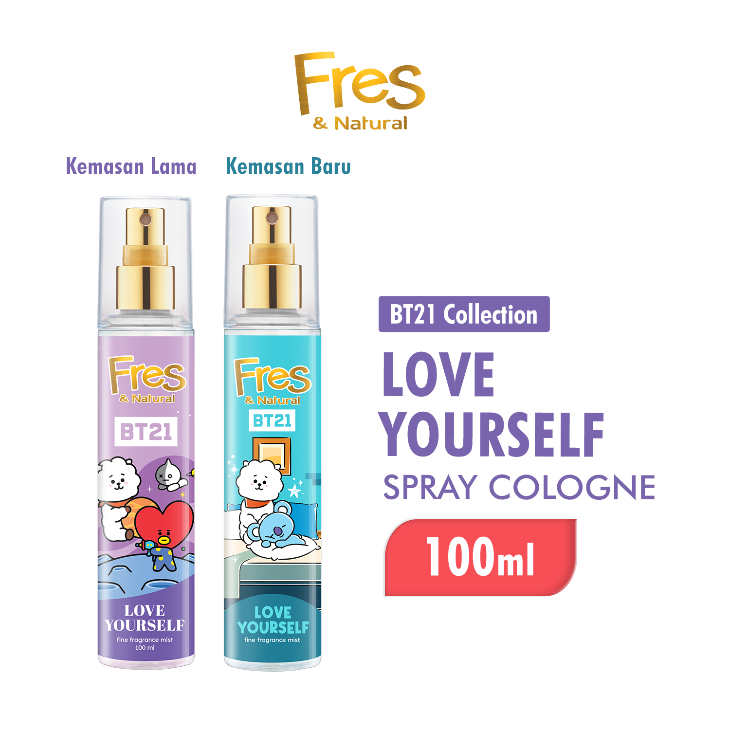Fres & Natural Spray Cologne BT21 Love Yourself Botol 100ml