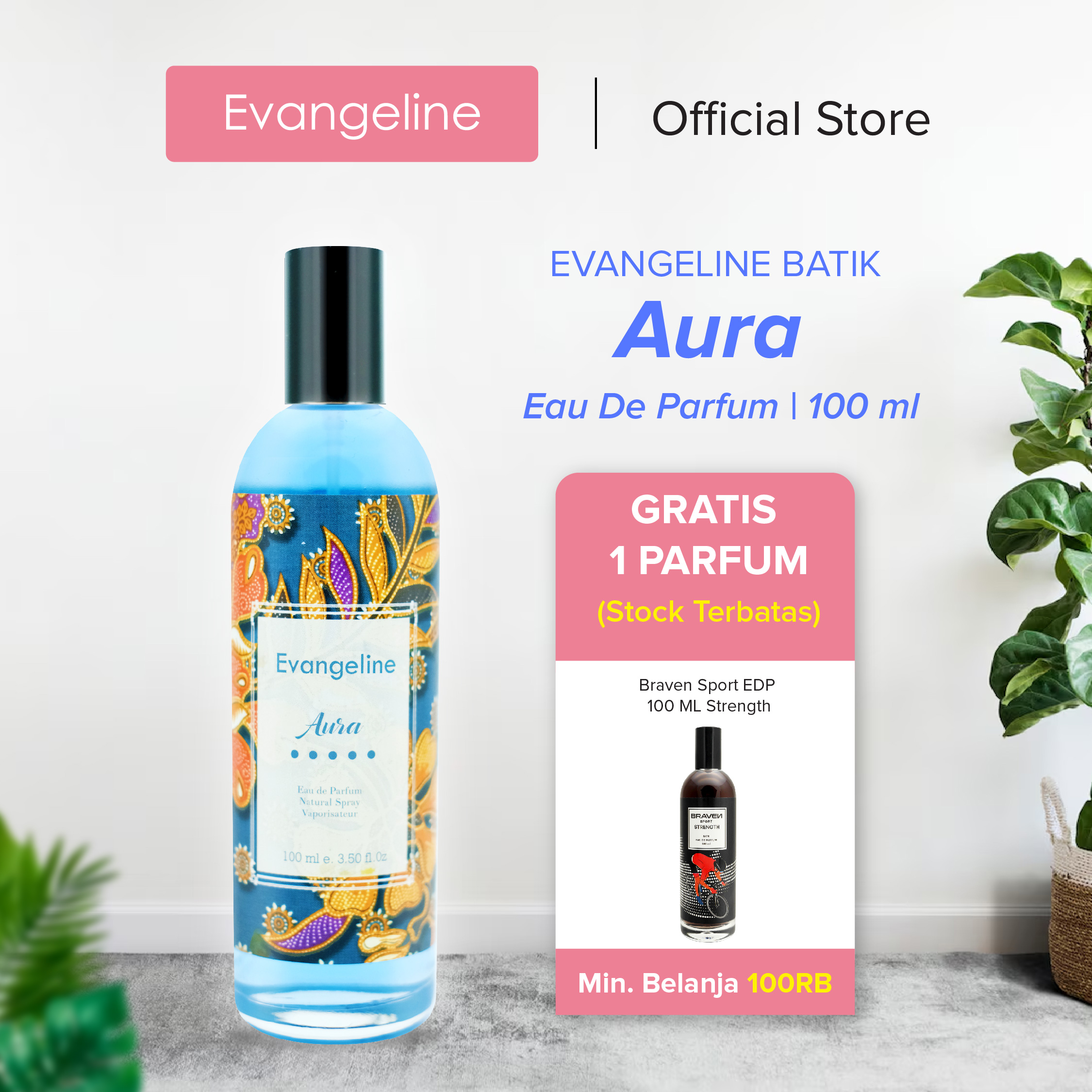 Evangeline Batik Eau De Parfum Aura 100ml | Parfum Wanita EDP Tahan Lama