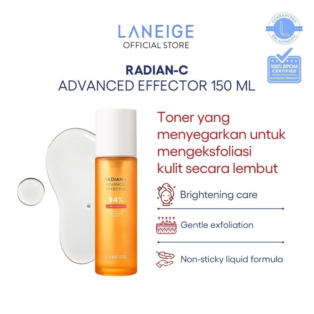 LANEIGE Radian-C Advanced Effector 150ml - First Treatment Essence, Pencerah Wajah, Brightening Boos