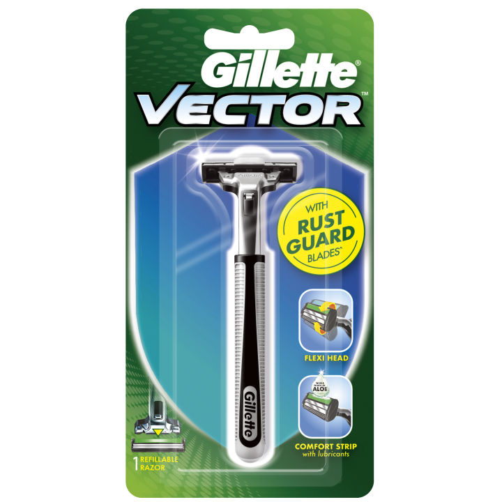 Gillette Vector Alat Cukur Pria Pisau Cukur + Isi Ulang