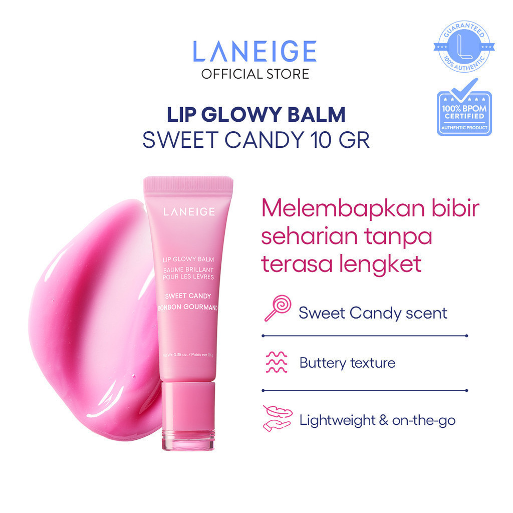 LANEIGE Lip Glowy Balm Sweet Candy 10 gr - Lip Balm Melembapkan, Bibir Glossy Sehat