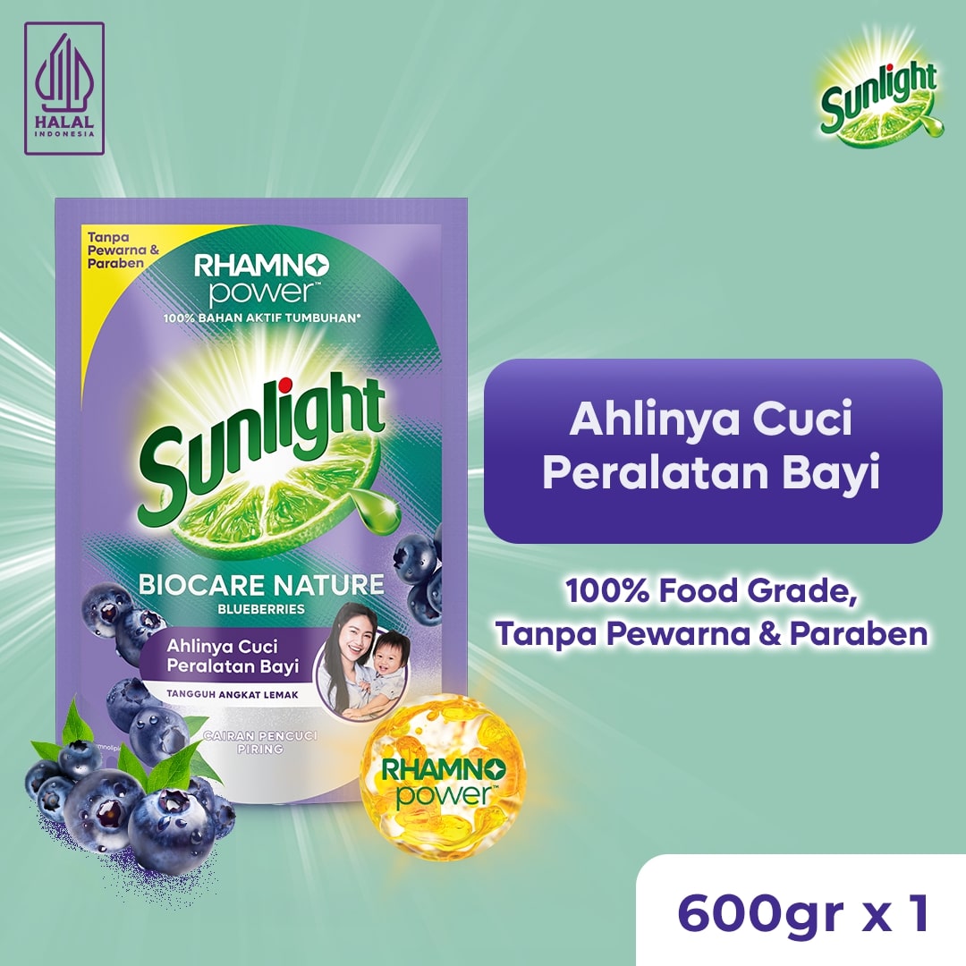 Sunlight Biocare Nature Sabun Cuci Piring 600gr - Sabun Cuci Botol Bayi