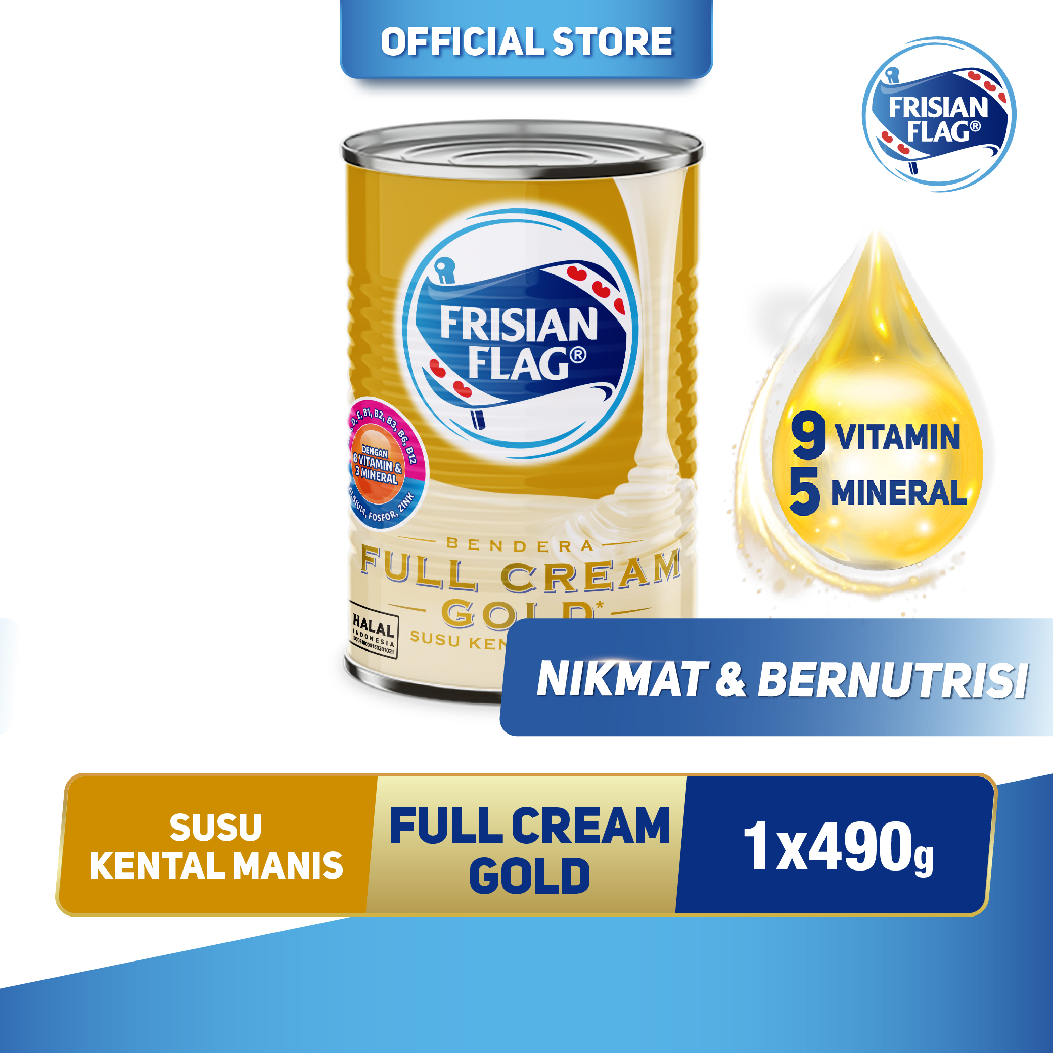 Frisian Flag Susu Kental Manis Gold Kaleng 490gr