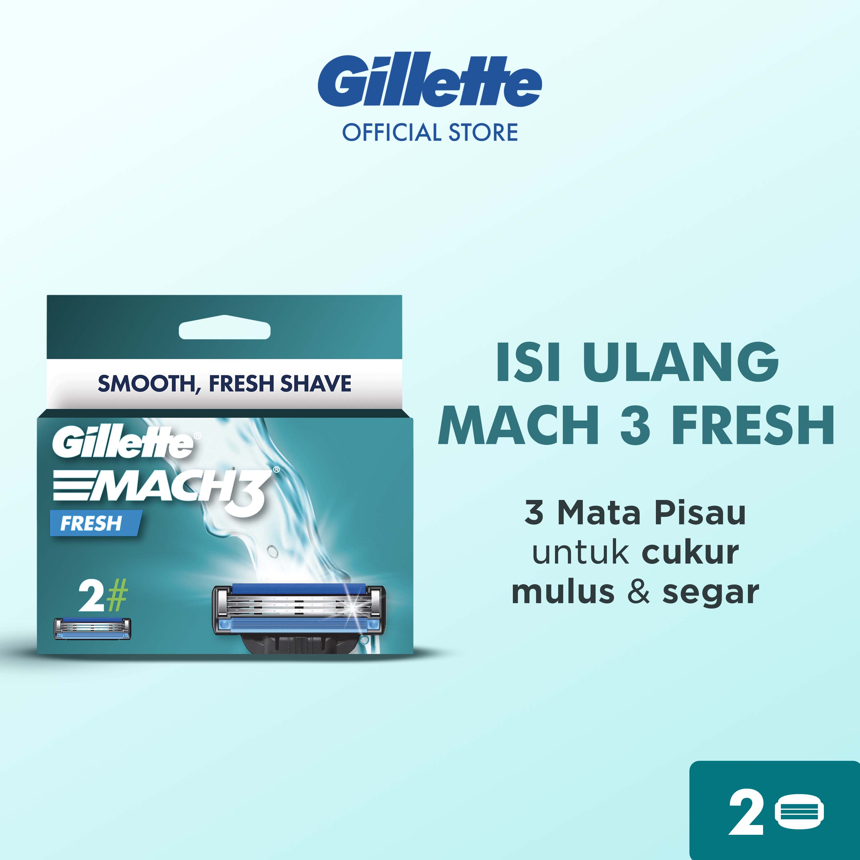Gillette Mach 3 Isi Ulang Refill - Isi 2 Alat Cukur Pria Pencukur Refillable Razor