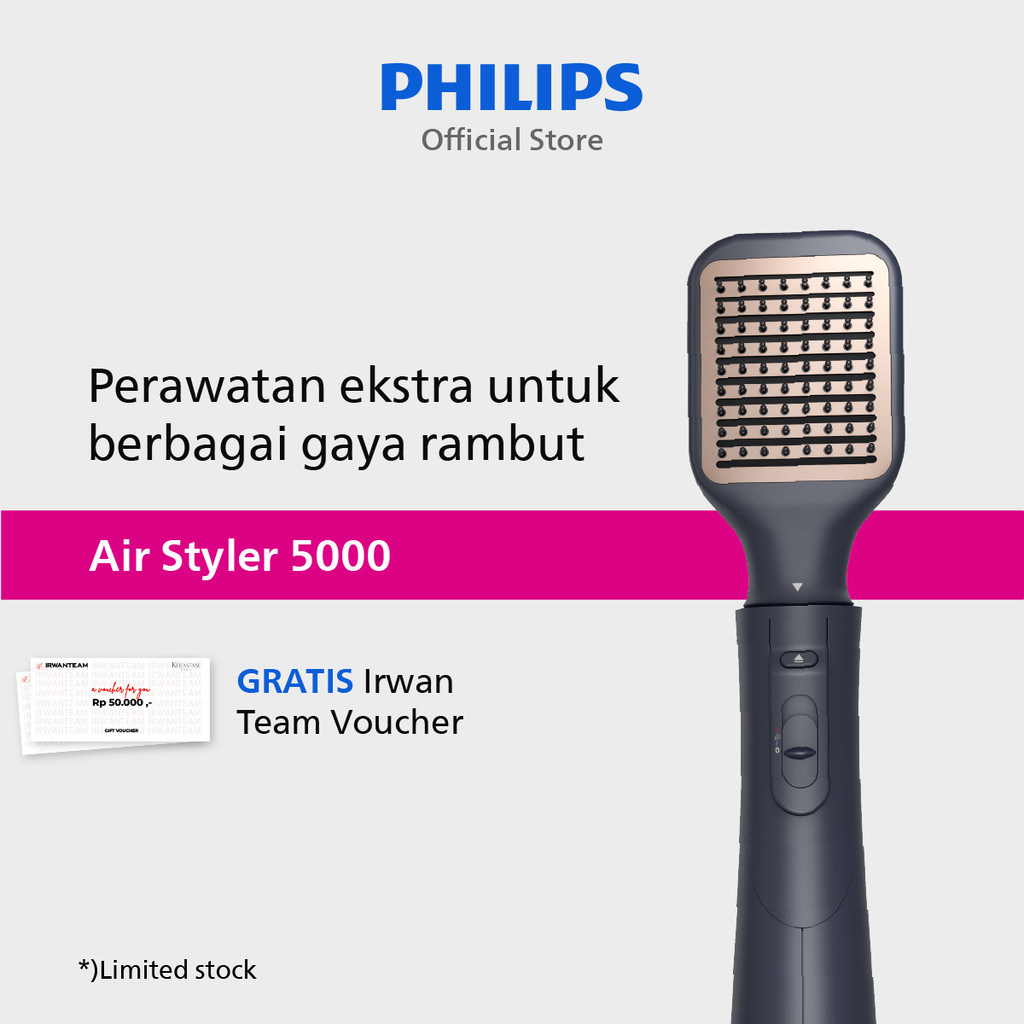 Philips | Airstyler 5000 | Catokan Curly | dengan Care Technologies Rambut Indah Terlindungi | 5 Aks