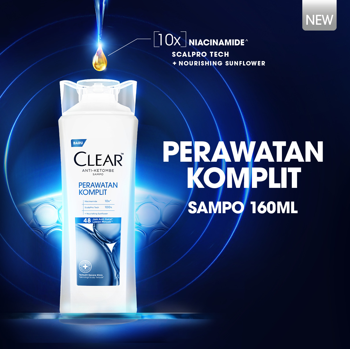 CLEAR Shampoo Anti Ketombe Perawatan Komplit, 48 Jam Melindungi dari Gatal dan Lawan Minyak dengan 1