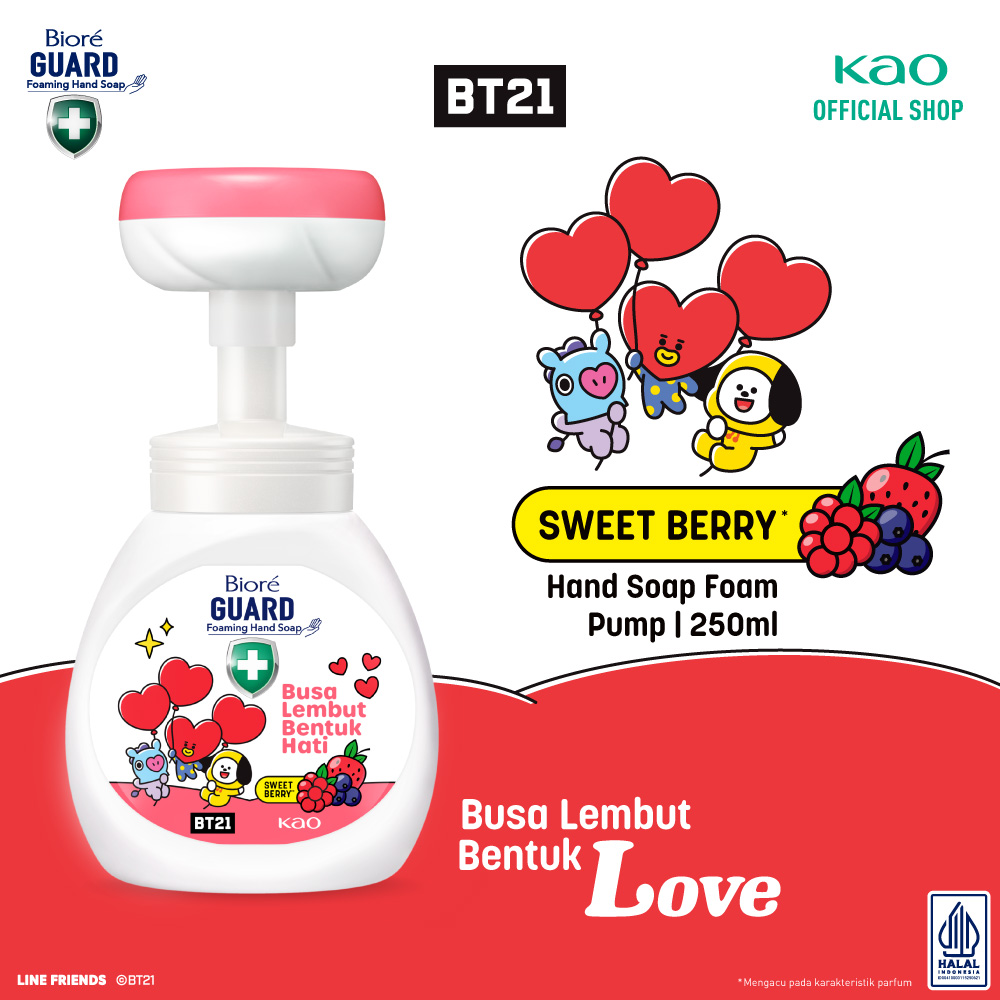 BT21 Special Edition A Biore Guard Hand Wash Foam Sabun Cuci Tangan Sweet Berry 250 ml Botol
