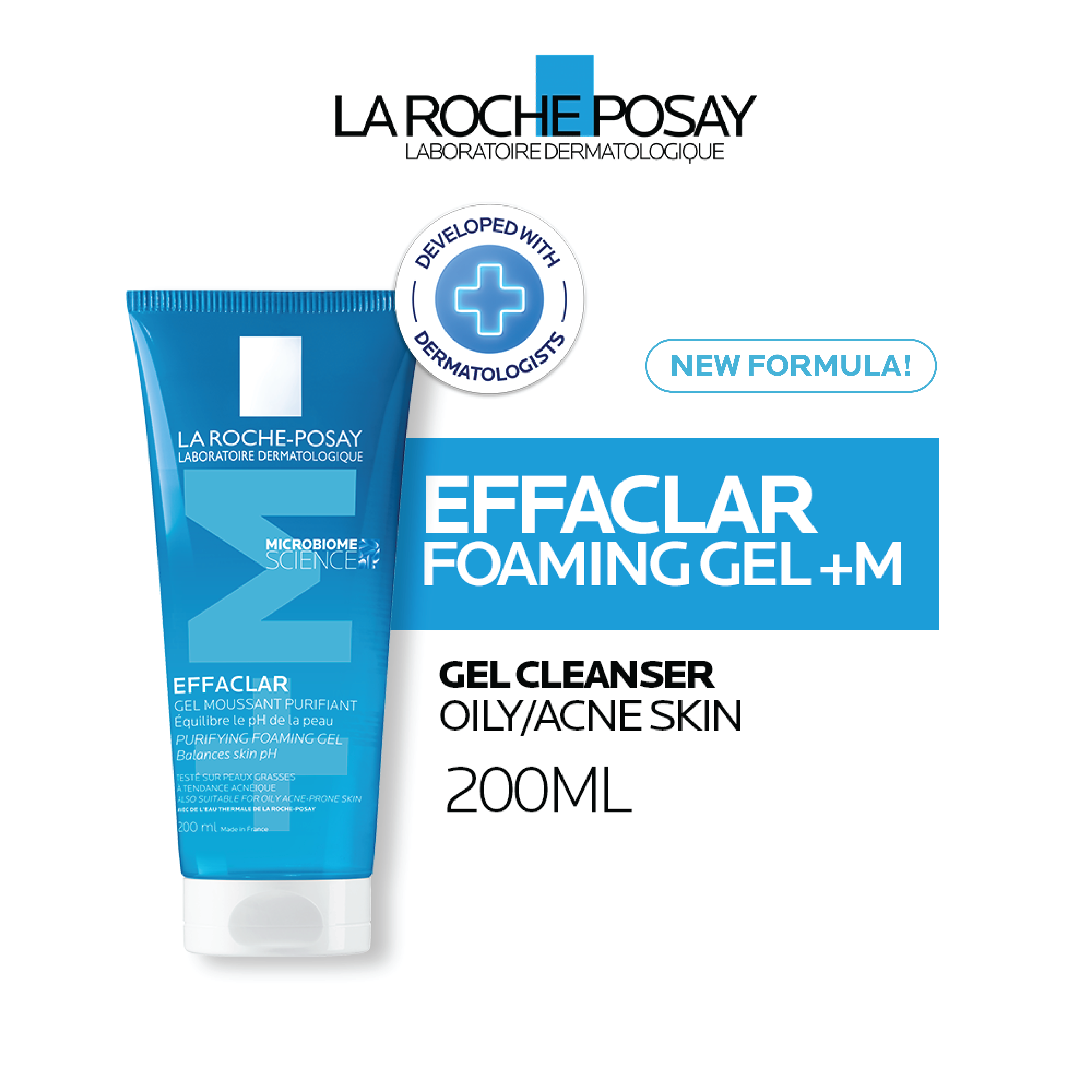 La Roche Posay Effaclar Foaming Gel+M Cleanser 200ml - Facial Wash Kulit Jerawat/ Berminyak
