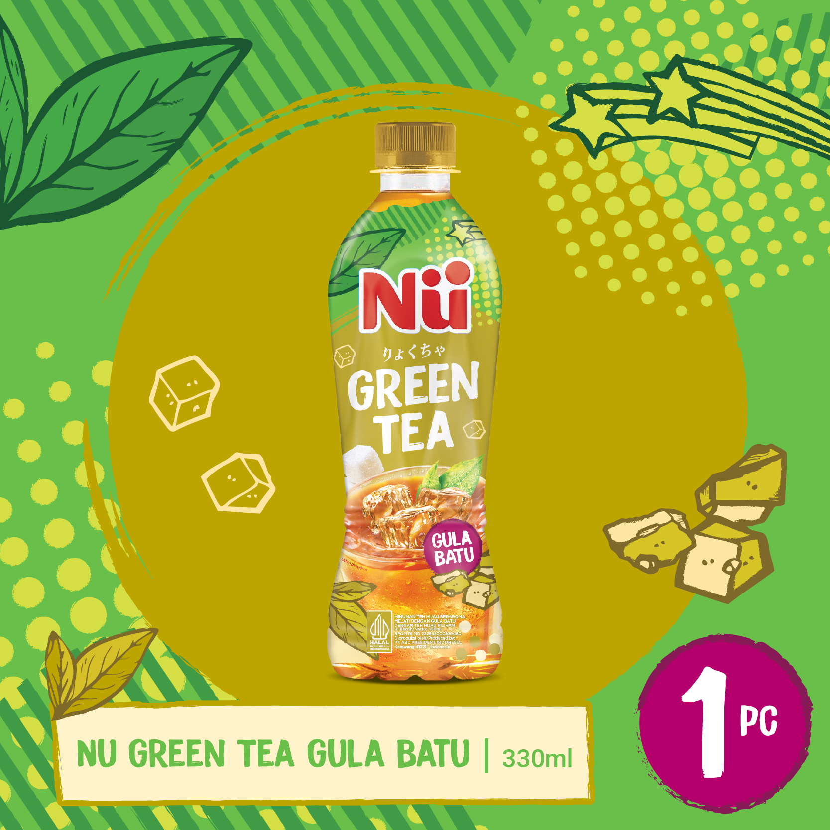 Nu Green Tea Gula Batu 330ML