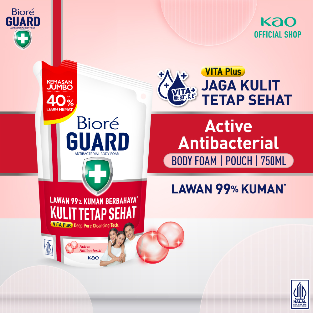 Biore Guard Sabun Mandi Cair Pembersih Daki Active Antibacterial Refill 750 ml - Sabun Cair Body Was
