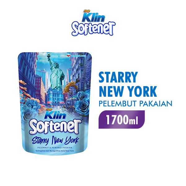 Soklin Softener Pelembut Dan Pewangi Pakaian Biru Starry New York Pouch 1700 ml