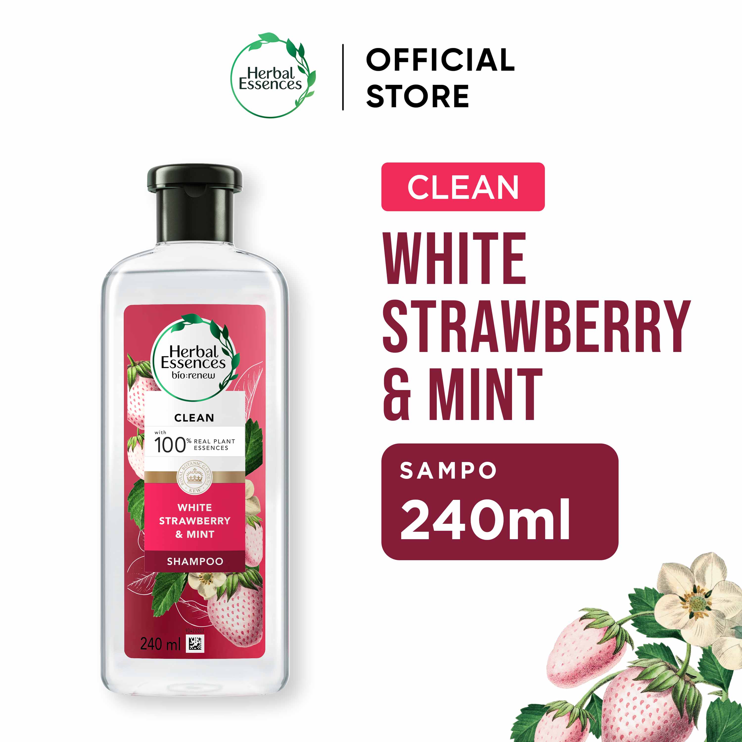 Herbal Essences Sampo Clean White Strawberry & Sweet Mint Perawatan Rambut 240ml / Herbal Essences S