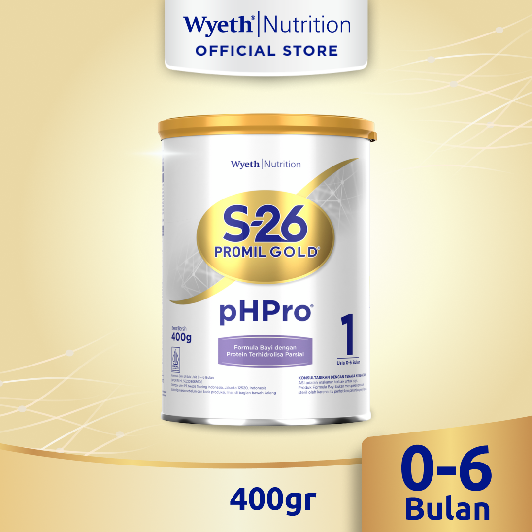 S-26 Promil GOLD pHPro Tahap 1 Susu Formula Usia 0-6 Bulan, Kaleng 400g
