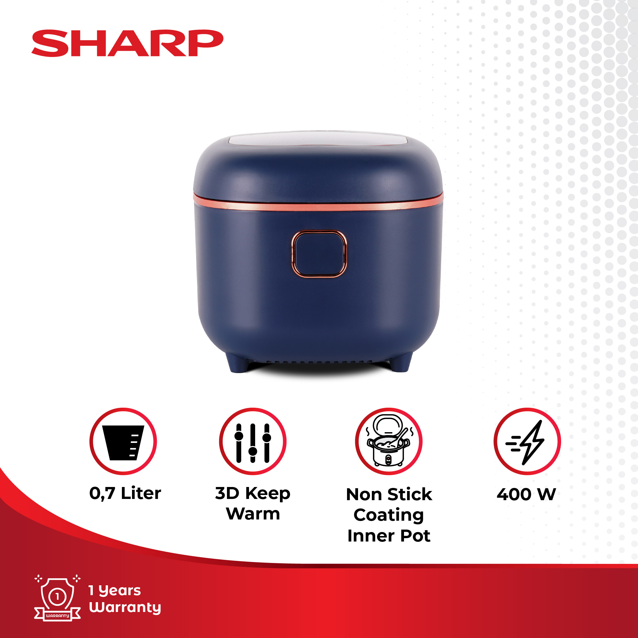 Sharp Ricecooker Digital 0.7L - KS-DT07-BL
